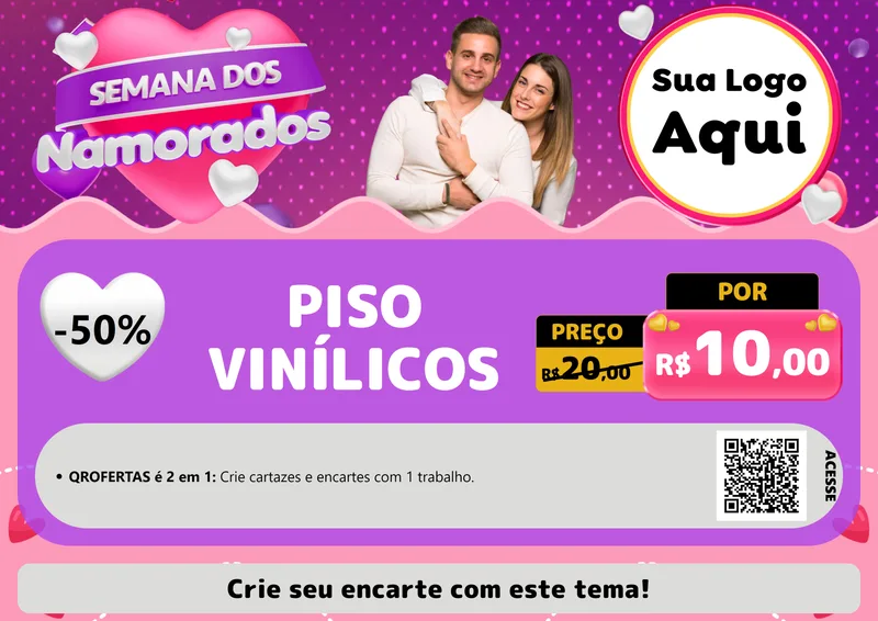 Modelo de Cartaz para Cartaz A4 Horizontal com o tema Semana dos Namorados para Material para Construção