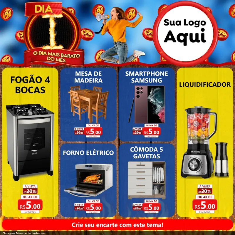 Modelo de Rede Social para Feed Facebook com o tema Dia I - O Dia Mais Barato Do Mês para Móveis e Eletro