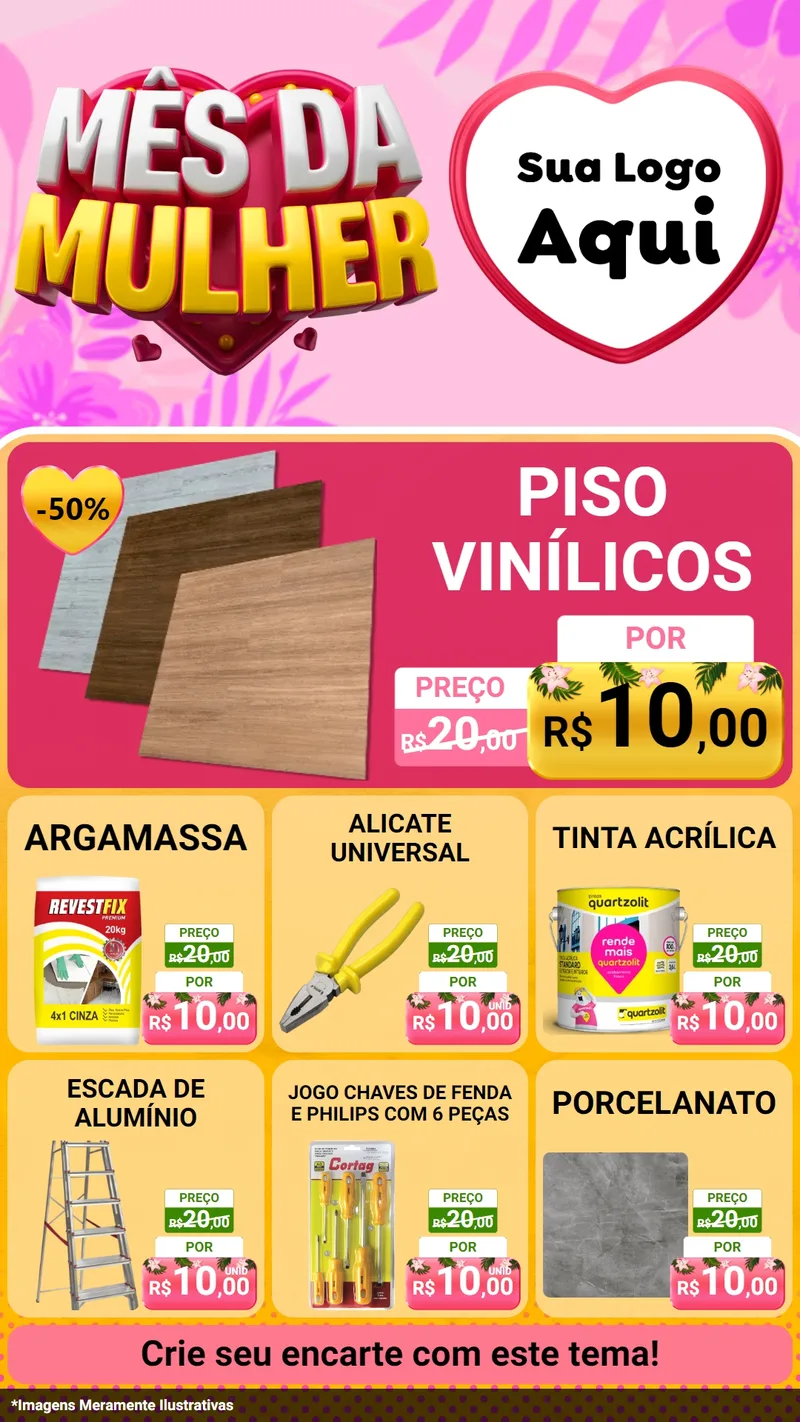 Modelo de Rede Social para Stories com o tema Mês da Mulher para Material para Construção