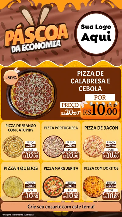 Modelo de Rede Social para Stories com o tema Páscoa da Economia para Pizzaria