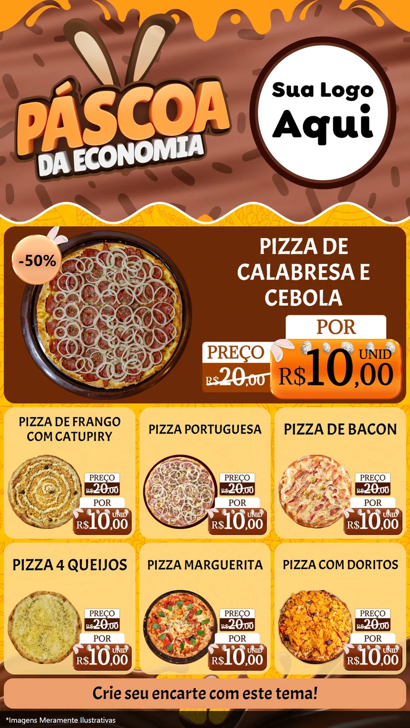 Modelo de Rede Social para Stories com o tema Páscoa da Economia para Pizzaria