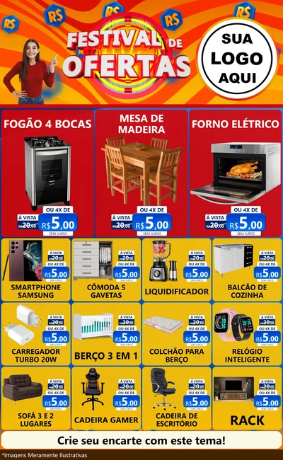 Modelo de Encarte para Encarte Grande com o tema Festival de Ofertas para Móveis e Eletro