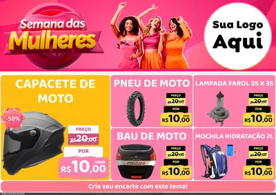 Modelo de Encarte para Encarte A4 Horizontal com o tema Semana das Mulheres para Moto peças