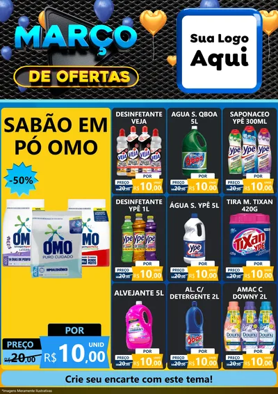 Modelo de Encarte para Encarte A4 Vertical com o tema Março de Ofertas para Produtos de Limpeza