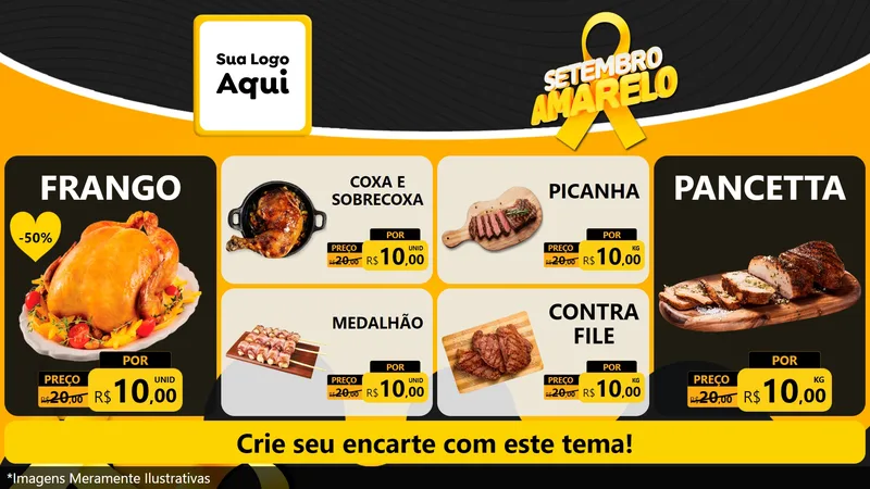 Modelo de TV para TV Horizontal com o tema Setembro Amarelo para Assados