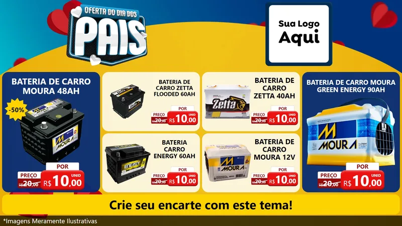 Modelo de TV para TV Horizontal com o tema Oferta Do Dia Dos Pais para Baterias Elétricas