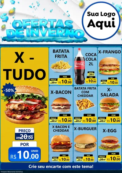 Modelo de Encarte para Encarte A4 Vertical com o tema Ofertas de Inverno para Hamburgueria