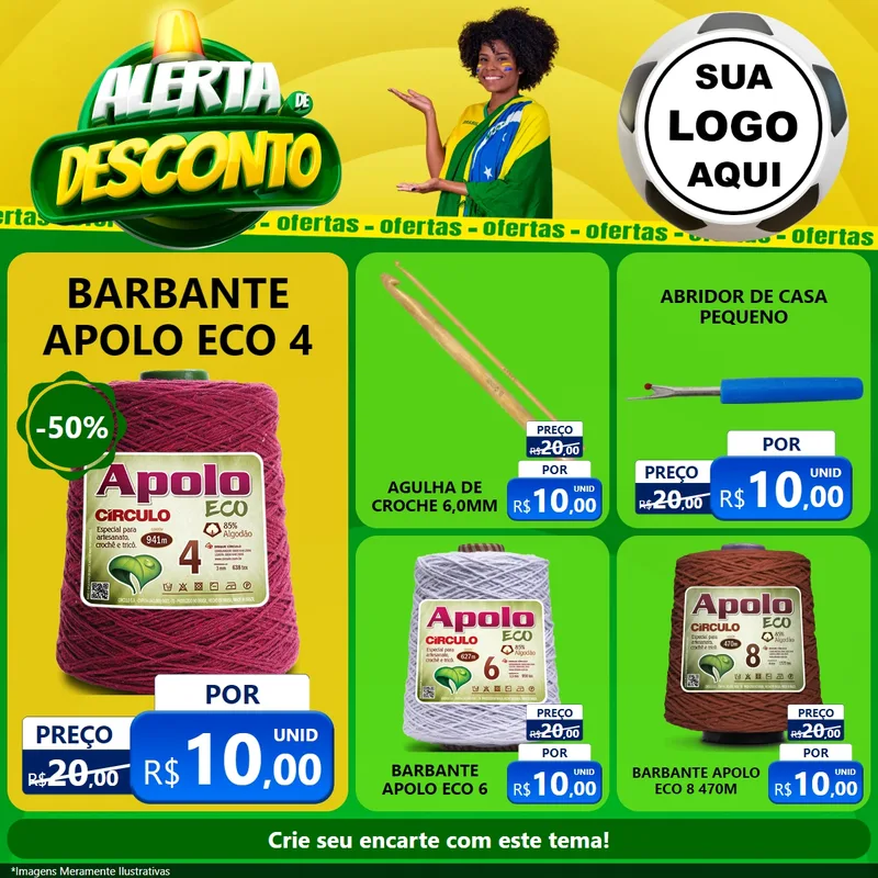 Modelo de Rede Social para Feed Facebook com o tema Alerta de Desconto para Armarinho e Aviamentos