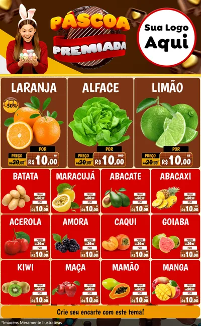 Modelo de Encarte para Encarte Grande com o tema Páscoa Premiada para Hortifrúti