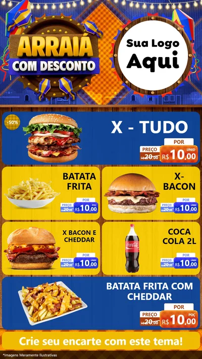Modelo de TV para TV Vertical com o tema Arraiá Com Desconto para Hamburgueria