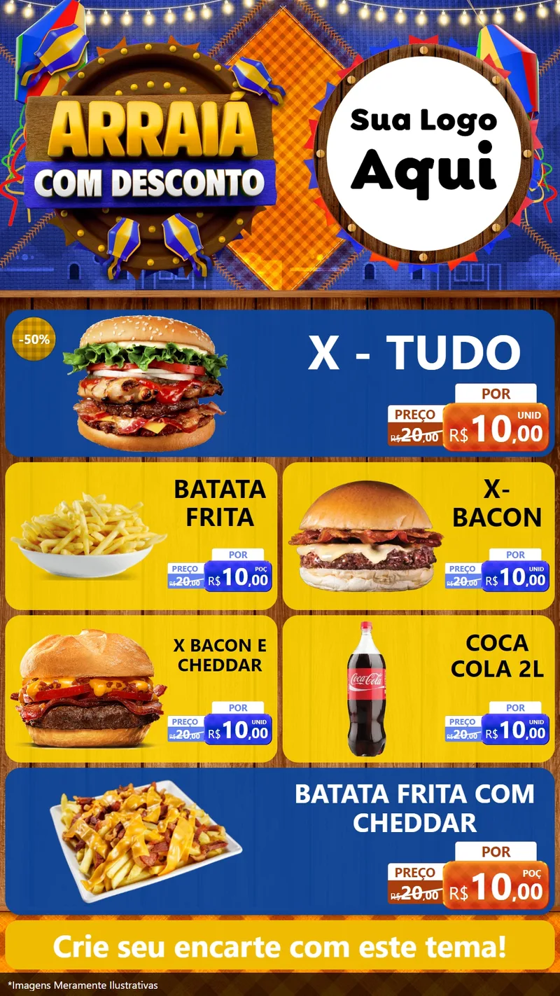 Modelo de TV para TV Vertical com o tema Arraiá Com Desconto para Hamburgueria