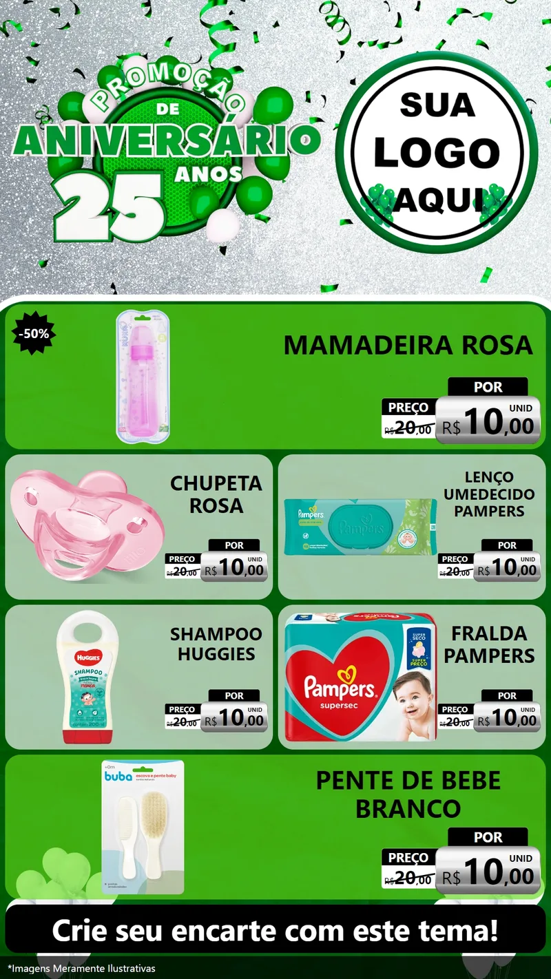 Modelo de TV para TV Vertical com o tema Promoção de Aniversário - 25 Anos para Bebês