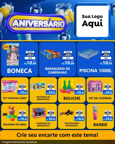 Modelo de Rede Social para Feed Instagram com o tema Aniversário para Brinquedos