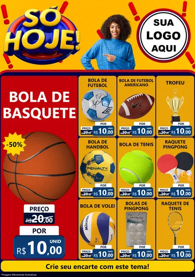 Modelo de Encarte para Encarte A4 Vertical com o tema Só Hoje! para Artigos Esportivos