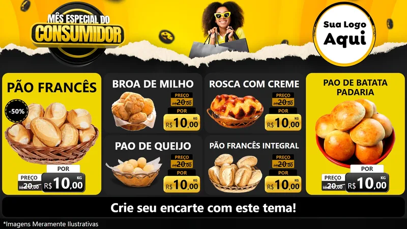 Modelo de TV para TV Horizontal com o tema Mês Especial do Consumidor para Padaria