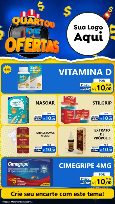 Modelo de TV para TV Vertical com o tema Quartou de Ofertas para Farmácia