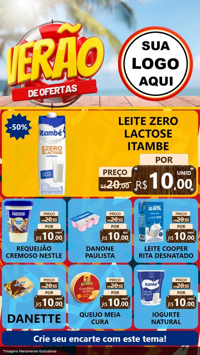 Modelo de Rede Social para Stories com o tema Verão de Ofertas para Frios e Laticínios