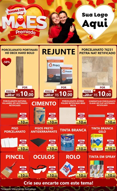 Modelo de Encarte para Encarte Grande com o tema Semana das Mães Premiada para Pisos e revestimentos