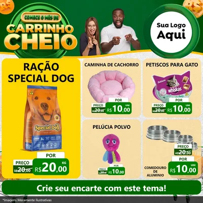 Modelo de Rede Social para Feed Facebook com o tema Carrinho Cheio para Pet Shop