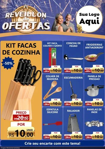 Modelo de Encarte para Encarte A4 Vertical com o tema Réveillon de Ofertas para Utilidades Domésticas