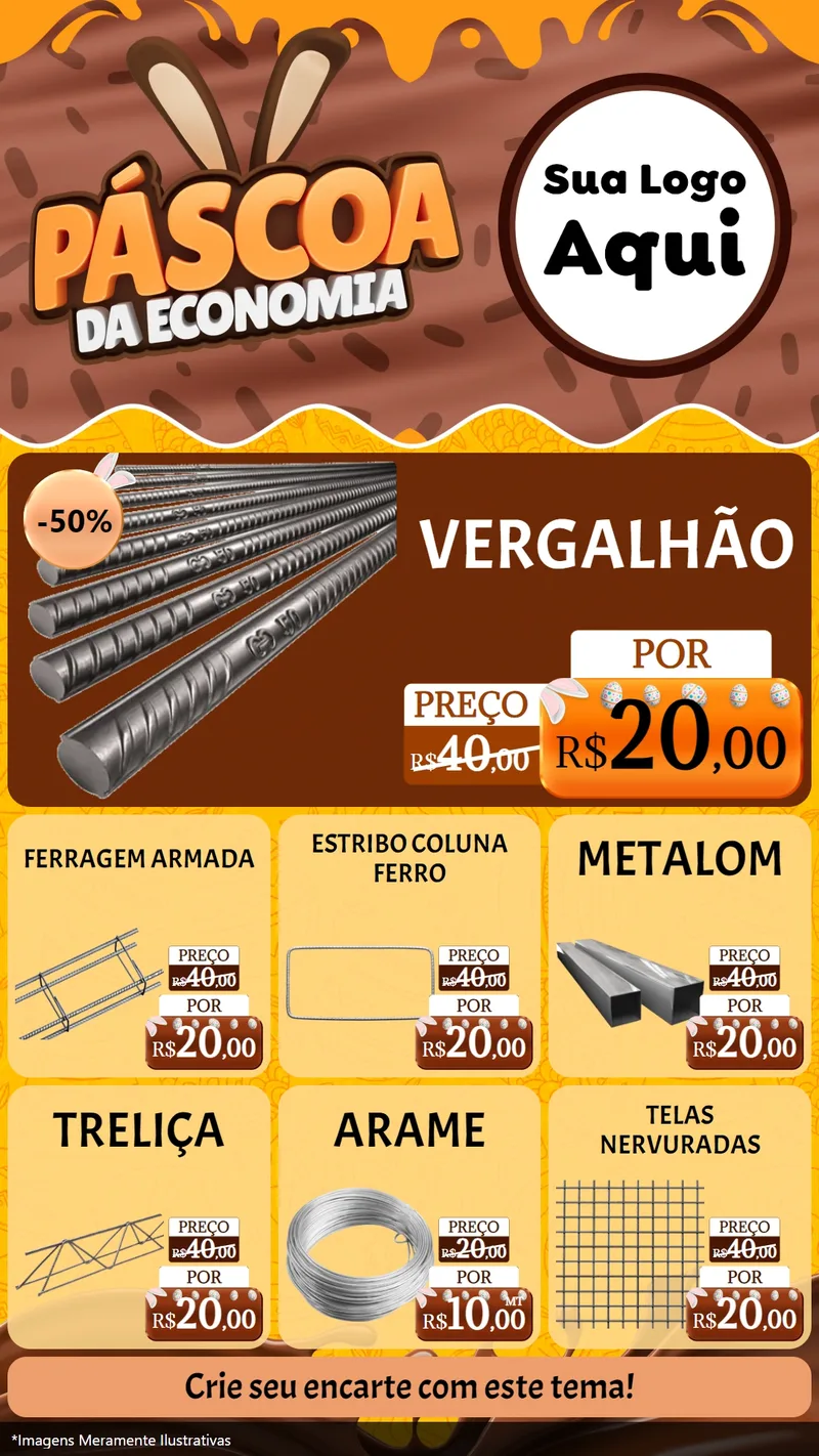 Modelo de Rede Social para Stories com o tema Páscoa da Economia para Ferragens