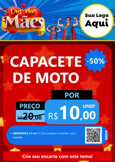 Modelo de Cartaz para Cartaz A4 Vertical com o tema Dia das Mães para Moto peças