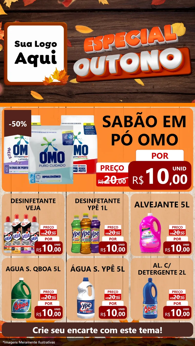 Modelo de Rede Social para Stories com o tema Especial Outono para Produtos de Limpeza