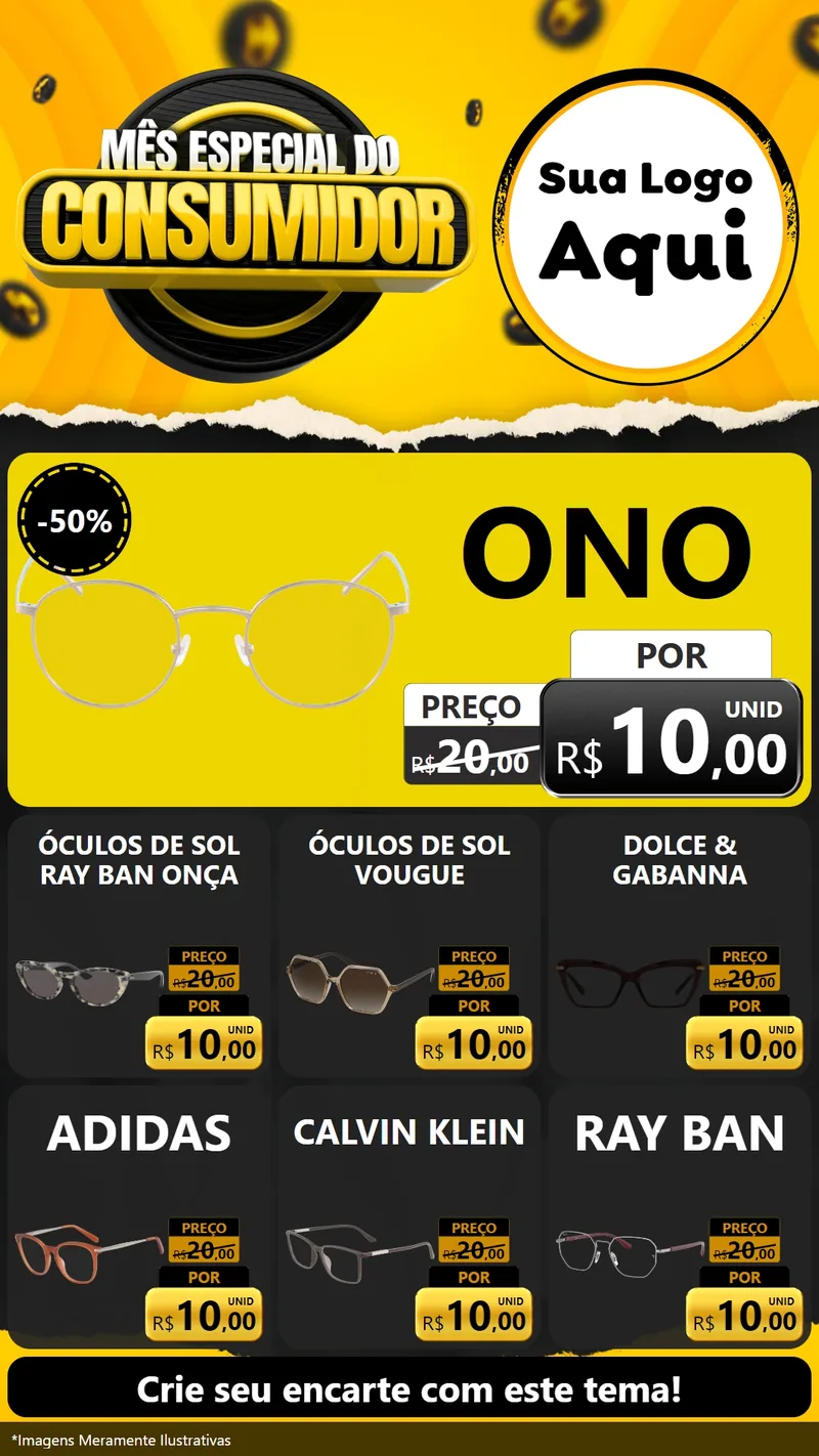 Modelo de Rede Social para Stories com o tema Mês Especial do Consumidor para Óticas