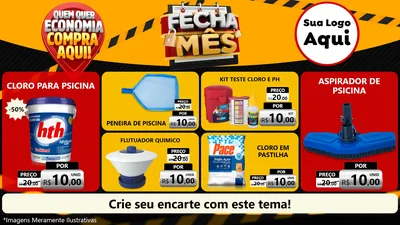 Modelo de TV para TV Horizontal com o tema Fecha Mês para Produtos para Piscina