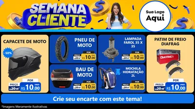 Modelo de TV para TV Horizontal com o tema Semana do Cliente para Moto peças