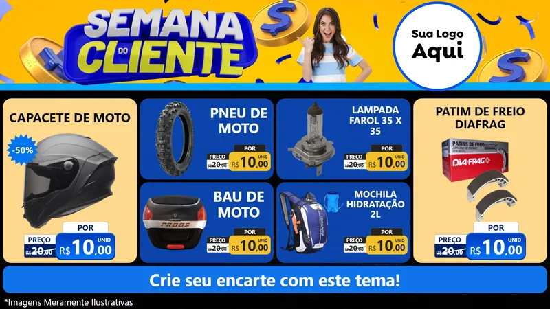 Modelo de TV para TV Horizontal com o tema Semana do Cliente para Moto peças