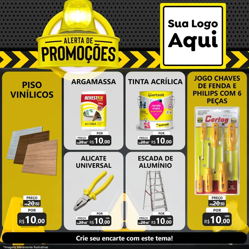 Modelo de Rede Social para Feed Facebook com o tema Alerta de Promoções para Material para Construção