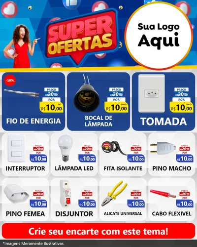 Modelo de Rede Social para Feed Instagram com o tema Super Ofertas para Materiais Elétricos