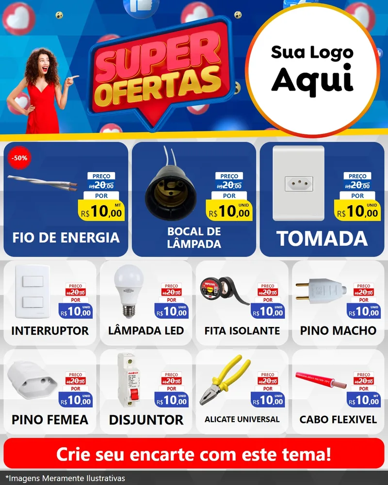 Modelo de Rede Social para Feed Instagram com o tema Super Ofertas para Materiais Elétricos
