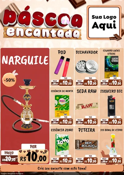 Modelo de Encarte para Encarte A4 Vertical com o tema Páscoa Encantada para Tabacaria