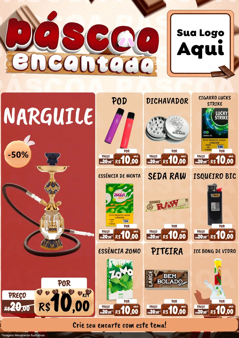 Modelo de Encarte para Encarte A4 Vertical com o tema Páscoa Encantada para Tabacaria