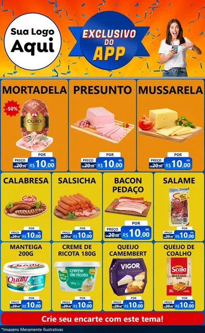 Modelo de Encarte para Encarte Grande com o tema Exclusivo do Aplicativo para Frios e Laticínios