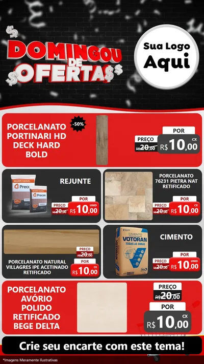 Modelo de TV para TV Vertical com o tema Domingou de Ofertas para Pisos e revestimentos