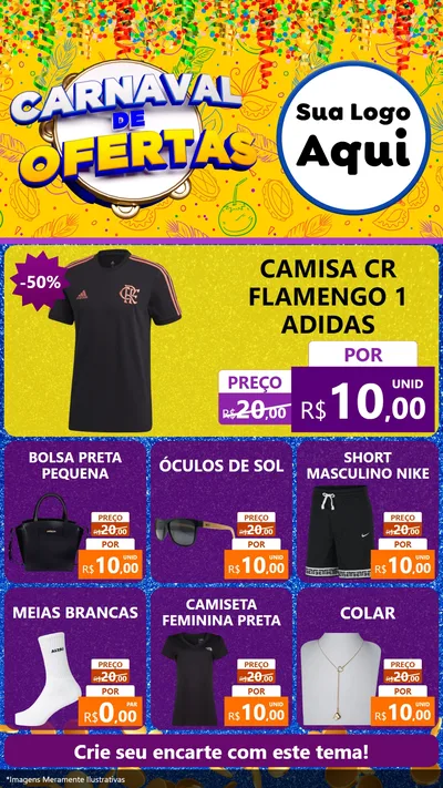 Modelo de Rede Social para Stories com o tema Carnaval de Ofertas para Roupas e acessórios