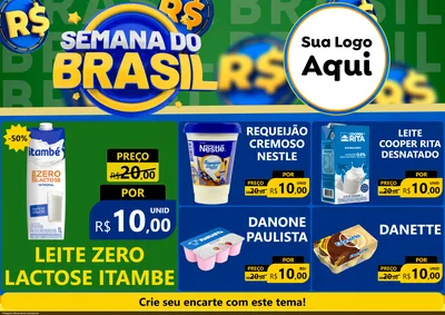 Modelo de Encarte para Encarte A4 Horizontal com o tema Semana Do Brasil para Frios e Laticínios