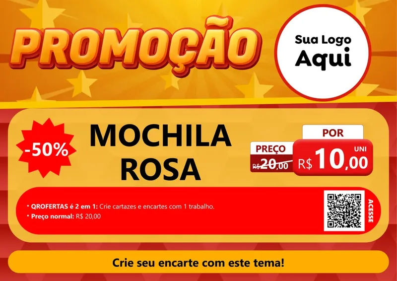 Modelo de Cartaz para Cartaz A4 Horizontal com o tema Promoção para Papelaria