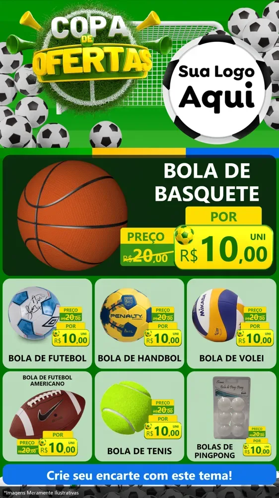 Modelo de Rede Social para Stories com o tema Copa De Ofertas para Artigos Esportivos