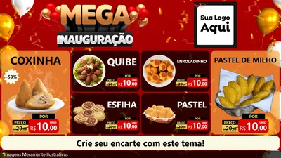 Modelo de TV para TV Horizontal com o tema Mega Inauguração para Salgadaria