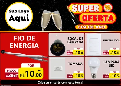Modelo de Encarte para Encarte A4 Horizontal com o tema Super Oferta Fim de Ano para Materiais Elétricos