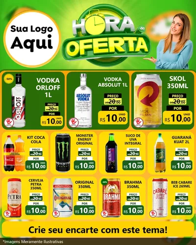 Modelo de Rede Social para Feed Instagram com o tema Hora da Oferta para Distribuidora de bebidas