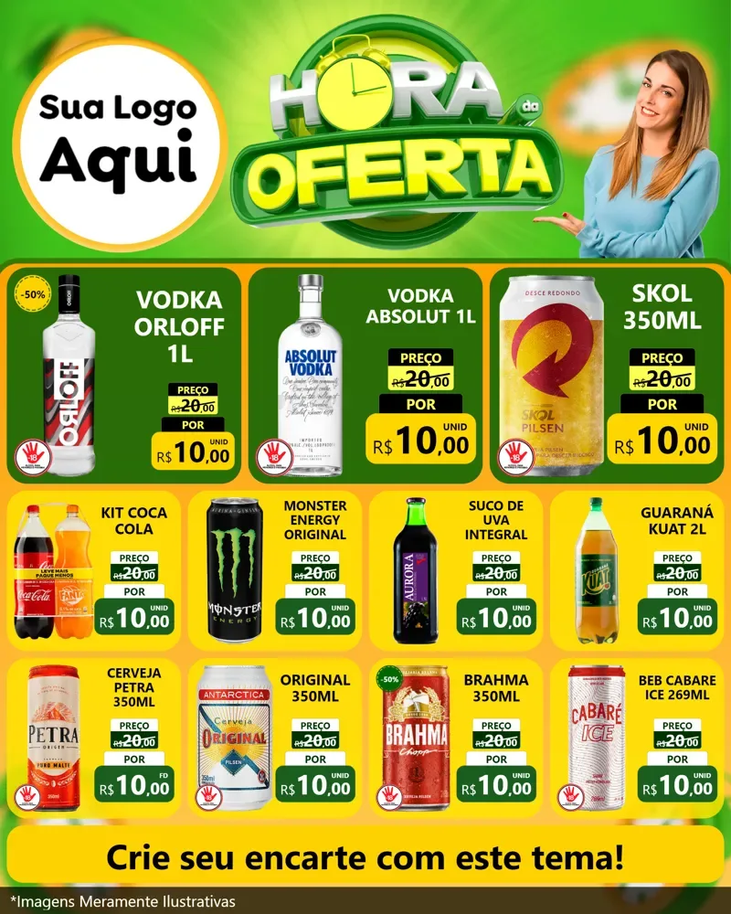 Modelo de Rede Social para Feed Instagram com o tema Hora da Oferta para Distribuidora de bebidas