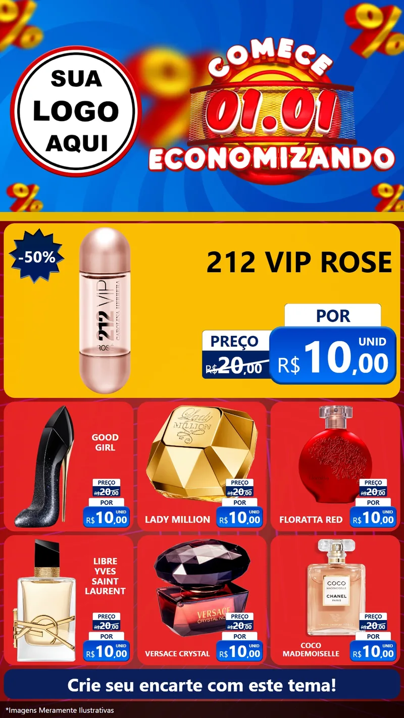 Modelo de Rede Social para Stories com o tema Comece 1º de Janeiro Economizando para Perfumes