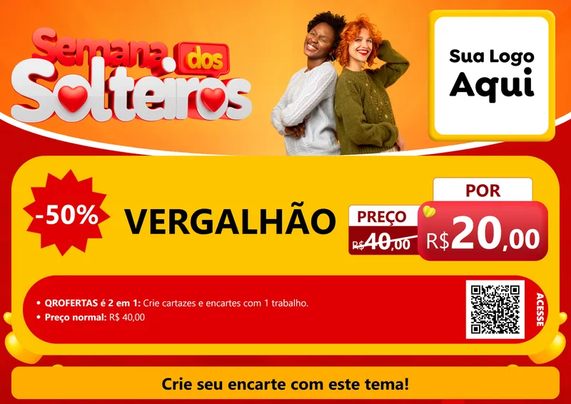 Modelo de Cartaz para Cartaz A4 Horizontal com o tema Semana dos Solteiros para Ferragens