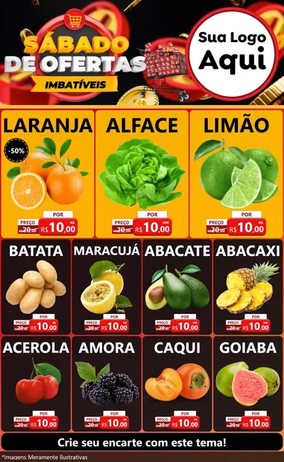 Modelo de Encarte para Encarte Grande com o tema Sábado de Ofertas Imbatíveis para Hortifrúti