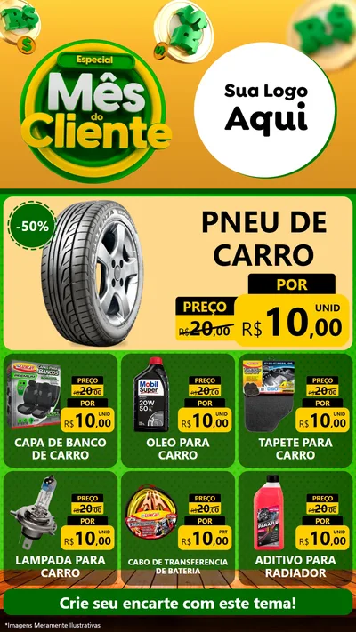 Modelo de Rede Social para Stories com o tema Especial Mês do Cliente para Auto peças